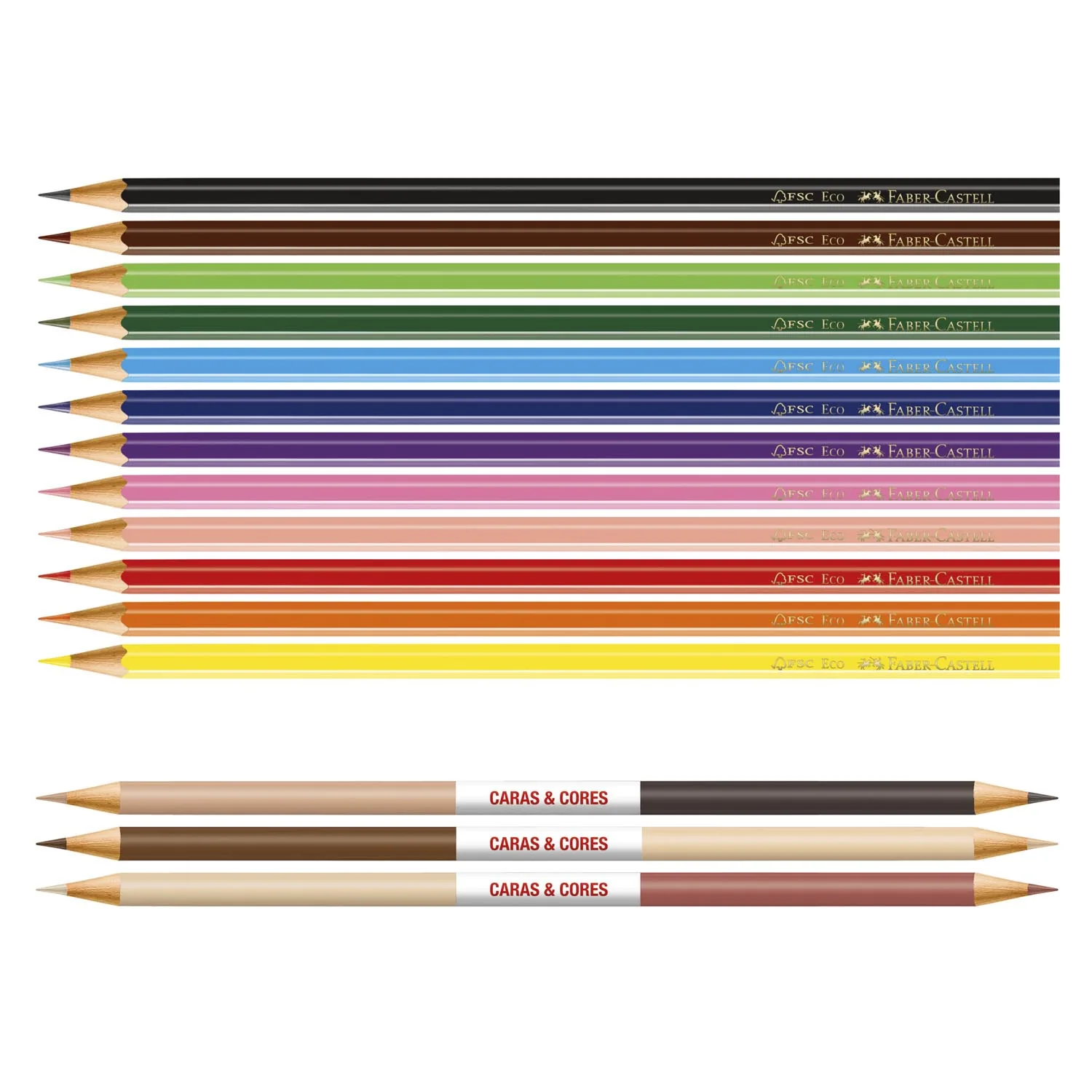 Lápices Faber-Castell Ecolápices 12+3bicolor Caras y Colores