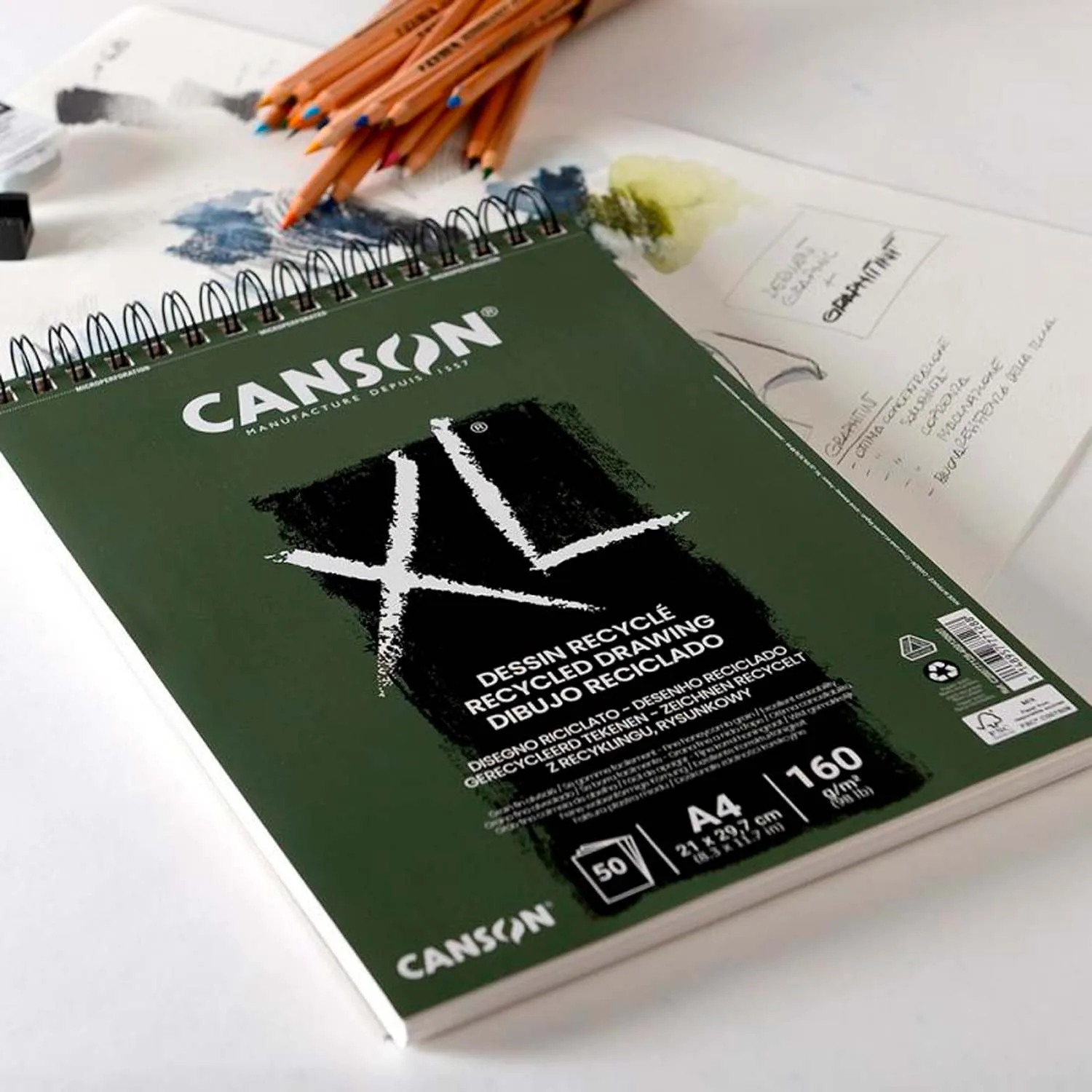 Croquera Canson XL Recycle 160gr 50 hjs A4 (21x29.7cm)