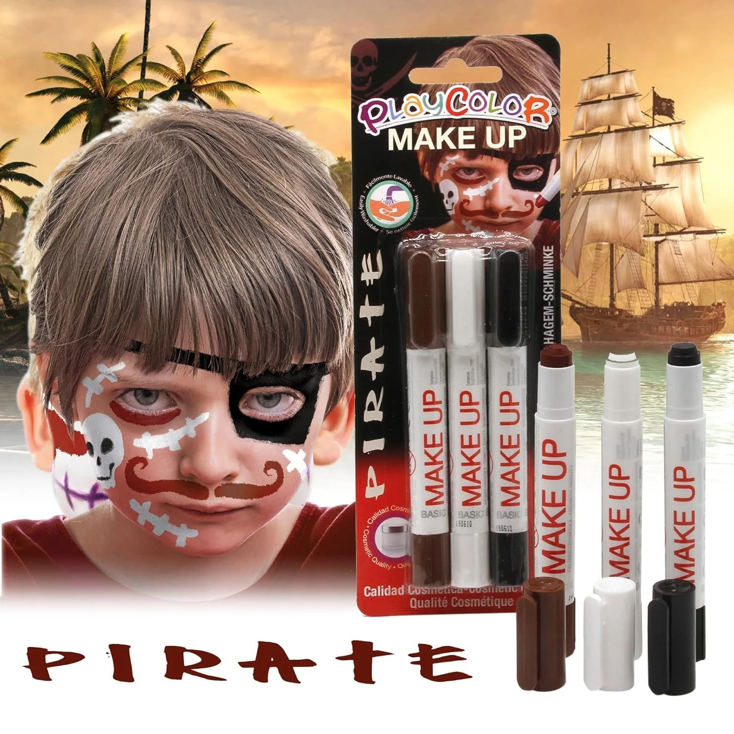 Maquillaje Temático Pirata Instant 3 uds.