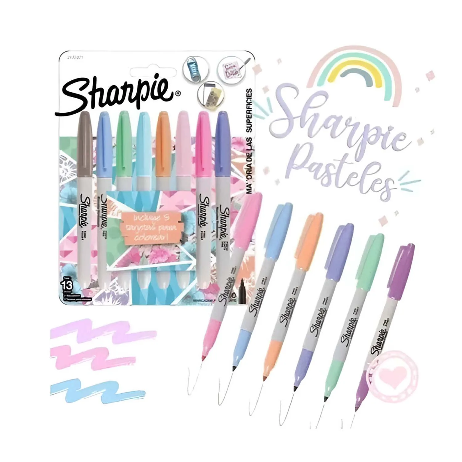 Set 8 Marcadores Sharpie Permanente Tonos Pastel