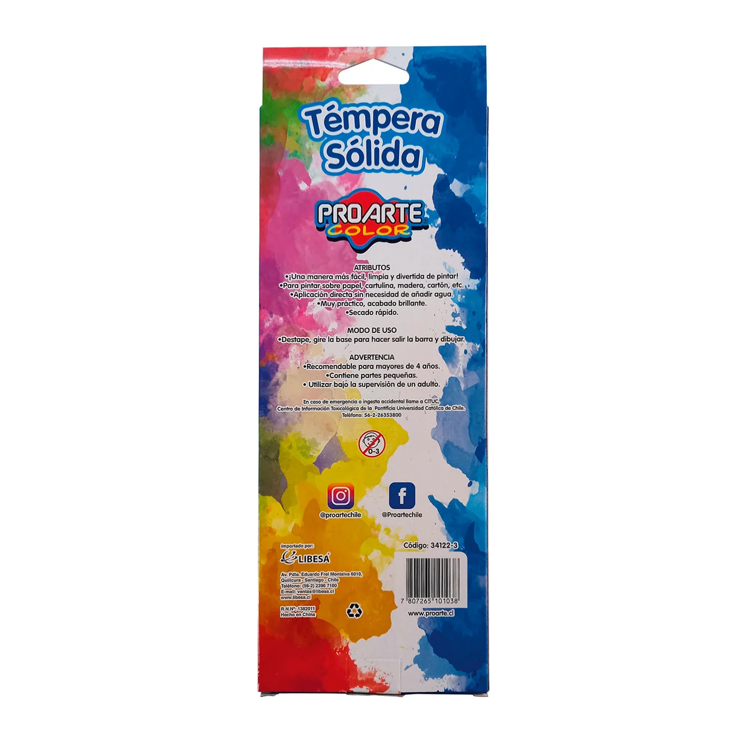 Tempera Proarte Sólida 12 Colores