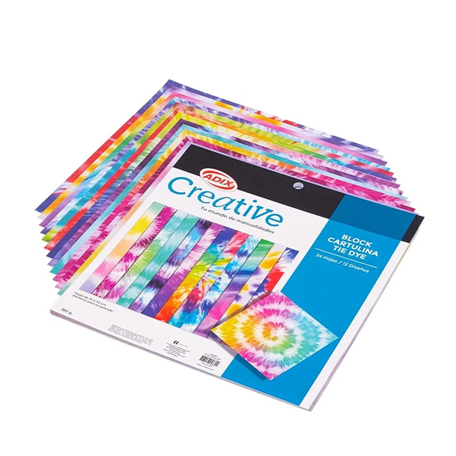 [C201043] Block Cartulina Adix Diseños Tie Dye 30x30cm 180gr 24hj