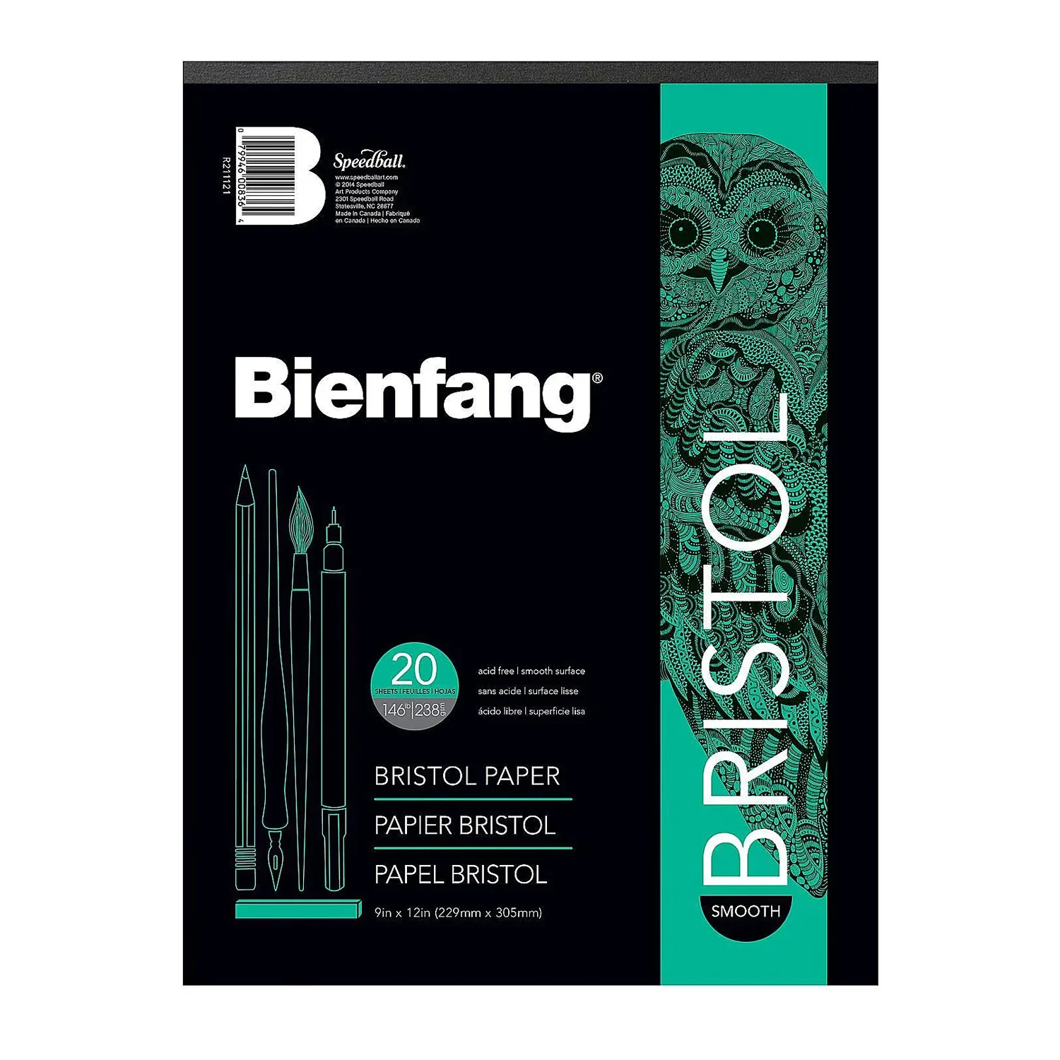 Block Bienfang Papel Bristol Ultra Liso 22x30cm 210gr. 20hj