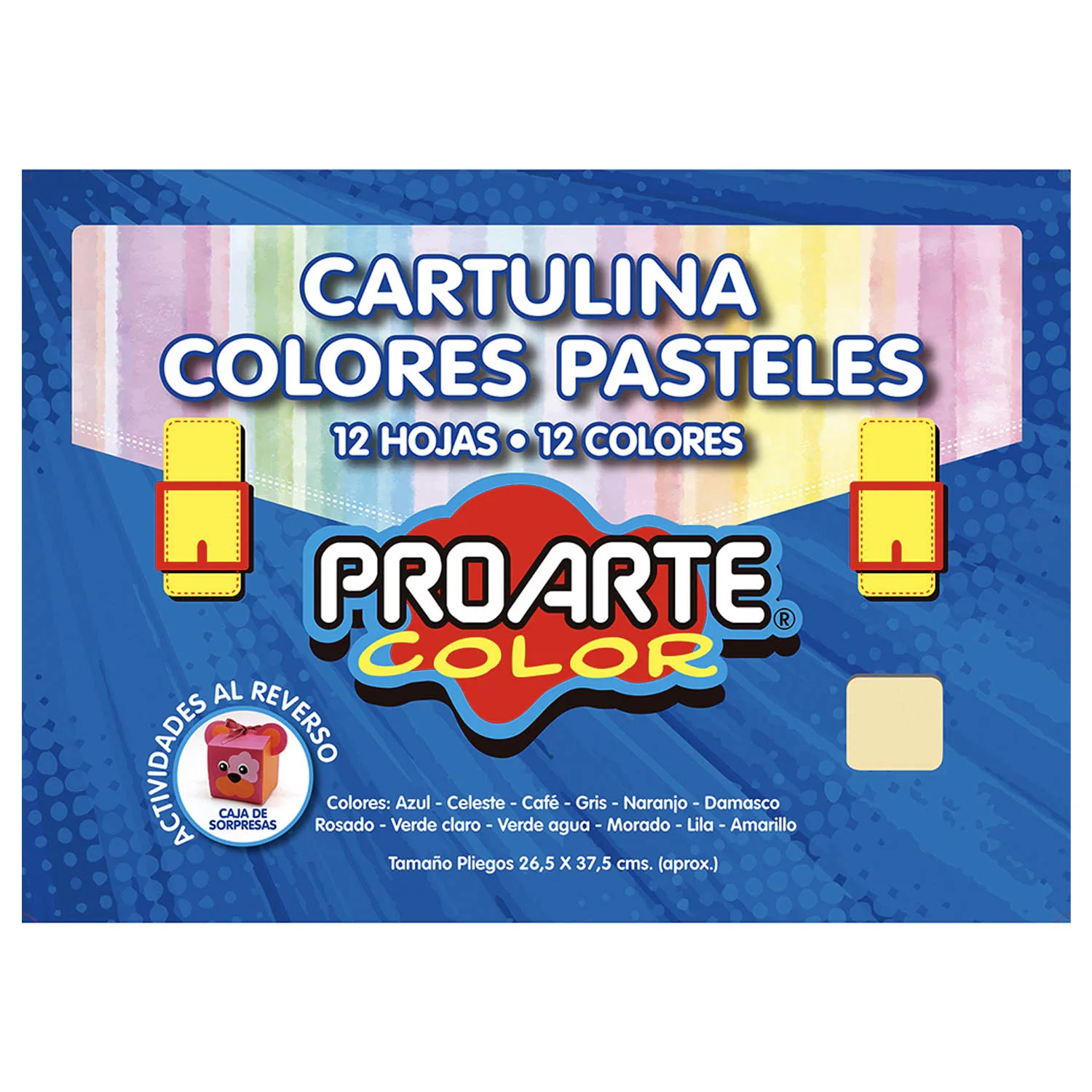 Cartulina Pintada Proarte 12 colores Pasteles (12 Hjs)