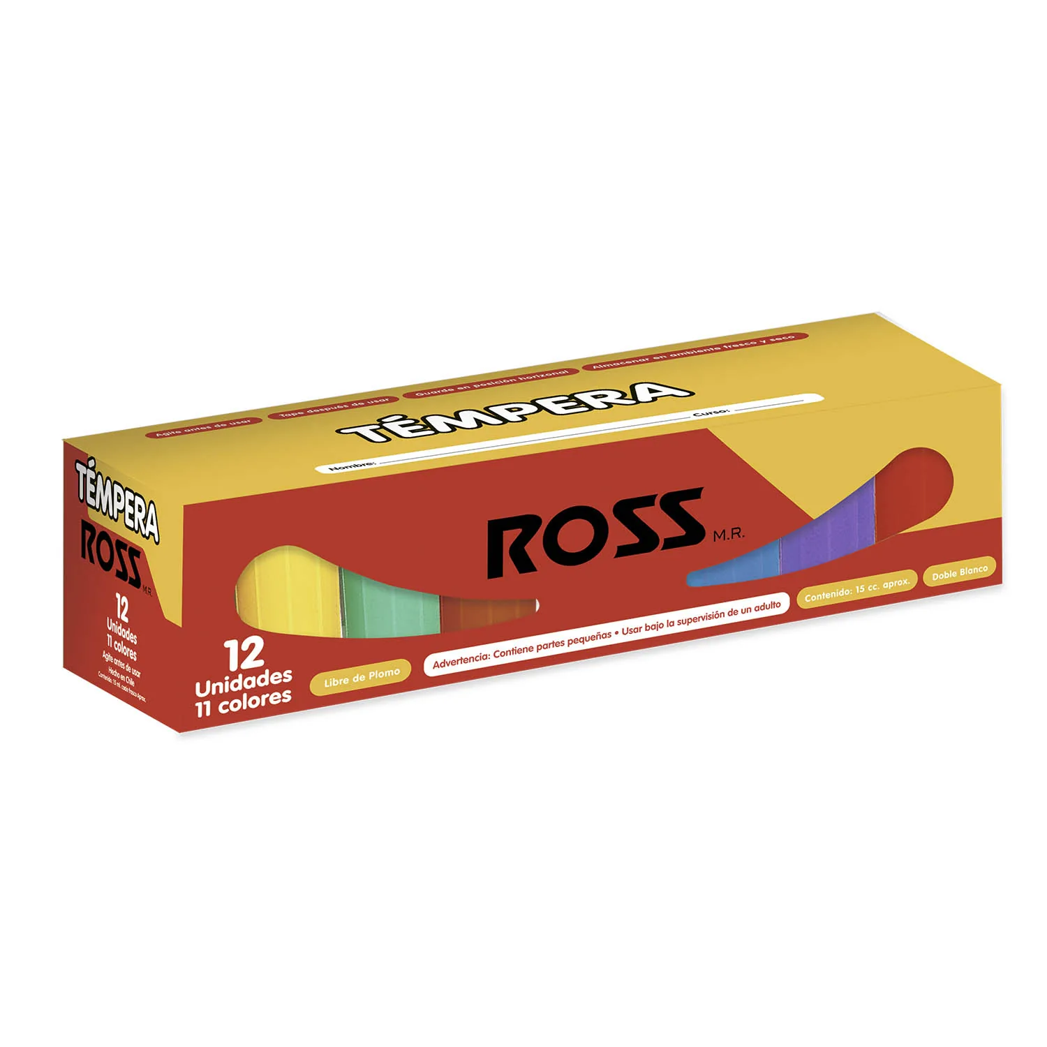 Témpera Escolar Ross 12 Colores 15cc